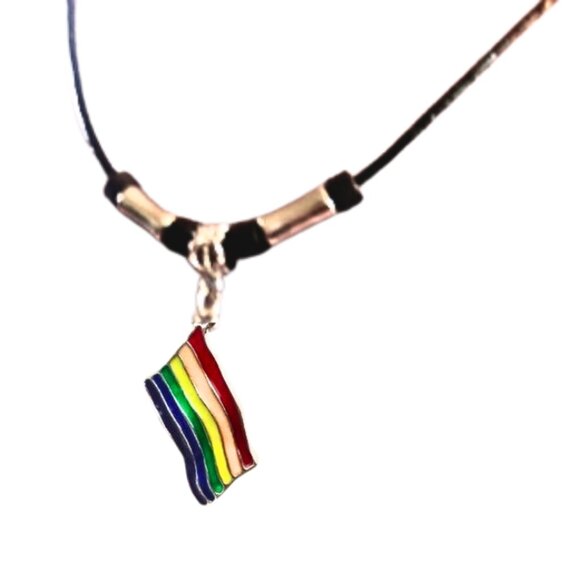Rainbow LBGTQ Pride Flag Necklace - Picture 1 of 3